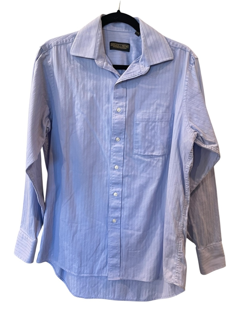 Donald J Trump Signature Collection Mens Blue Striped Dress Shirt 15.5 34/35